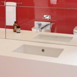 Caroma Cube II 760502 Lavatory Sink 22" x 13" Rectangular Vessel Undermount F/Vanity W/Overflow White