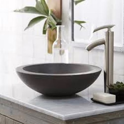 Native Trails Morro NSL1705-S Lavatory Sink 17" x 5" Concrete Round Vessel Drop-In Grey