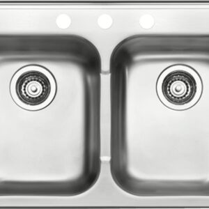 Blanco Horizon 401025 Kitchen Sink 32" x 21" SS 2-Bowl 50/50 Drop-In 3H W/Strainer