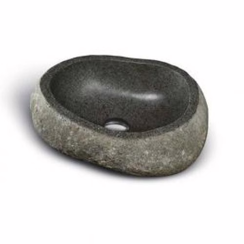 Unik Stone LPR-041 Lavatory Sink 22" x 12" River Stone Medium Vessel Drop-In Grey