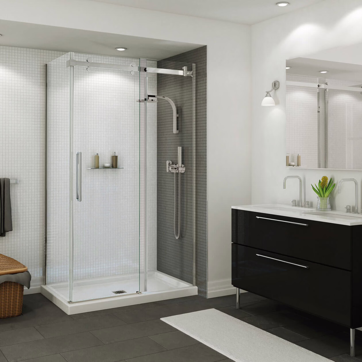 MAAX B3Square 420003-543-001 Shower Base 48" x 32" Acrylic Corner Rectangular CD RH W/Stabili-T White