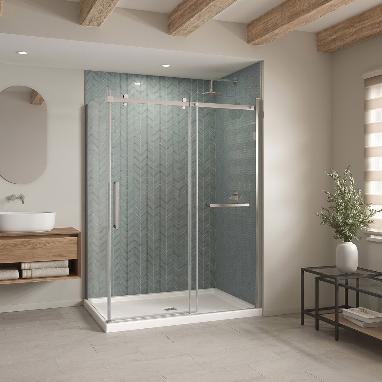 MAAX B3Square 420036-503-001 Shower Base 60" x 42" Acrylic Corner Rectangular CD RH White