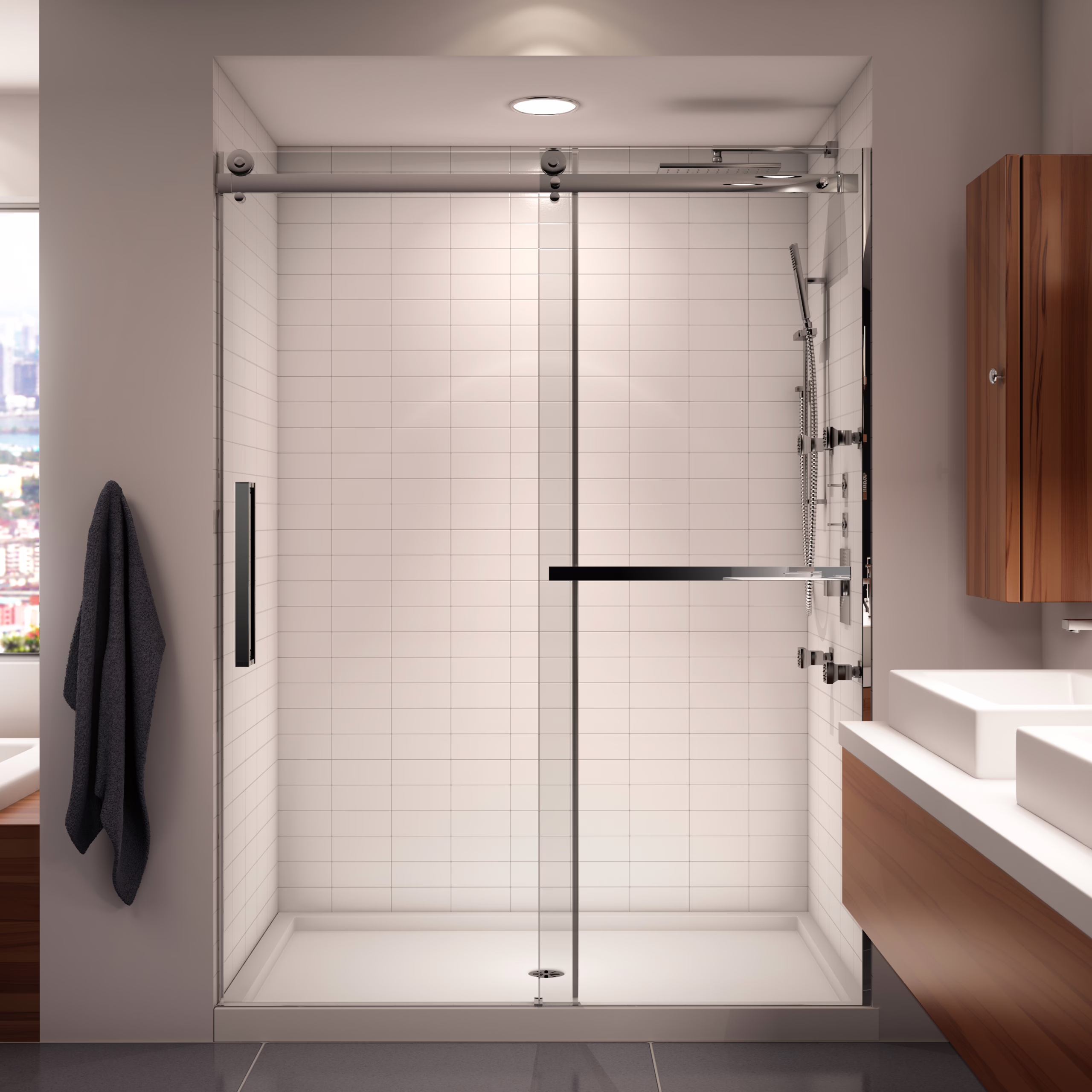 Neptune Rouge Exalt 31.1274.062.30 Shower Door 60" Frameless Fixed Sliding Chrome Clear
