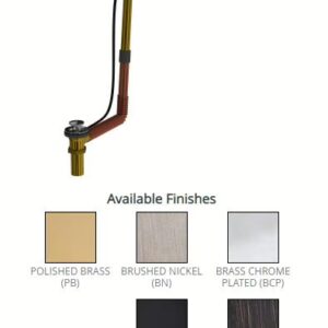 Oakville 314DC-20MBL Brass Extended Direct Drain Waste & Overflow Adjustable W/Cable-Drive Corrugated Overflow Tube MBLK