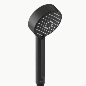 Kohler Awaken G90 Series 72414-Y-BL 3-9/16x3-11/16x8-7/8 Round 4F Deck/WMNT Hand Shower 45PSI 2.50GPM W/Thumb Tab MBLK