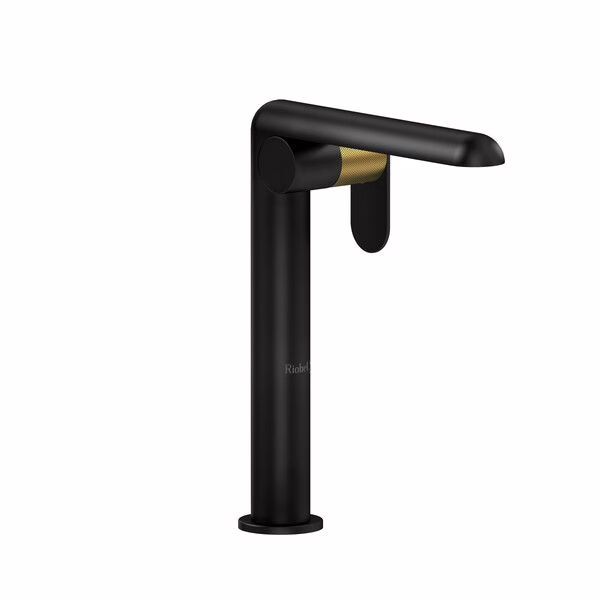 Riobel Ciclo CIL01KNBKBG Lavatory Faucet 6-7/8" High Spout Deck-Mount 1H 1.20 GPM W/1-Knurled Lever L/Drain Black Gold