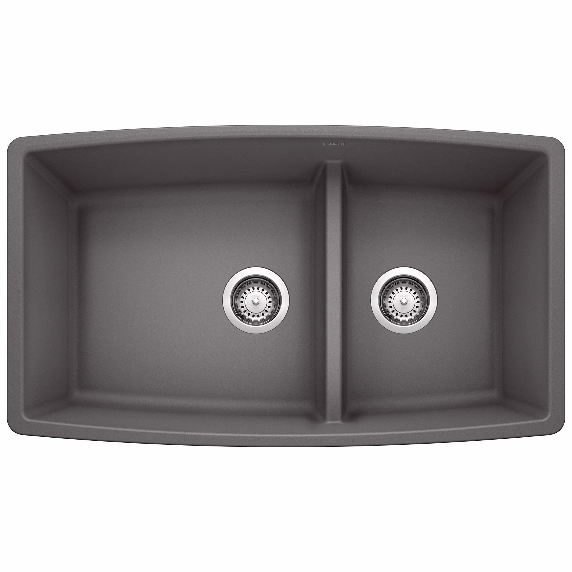Performa SILGRANIT 33" 60/40 Double Bowl Undermount Kitchen Sink with Low Divide - Cinder