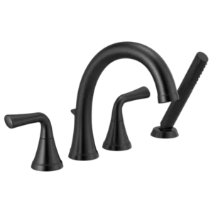 Delta Matte Black Kayra® Deck-Mount with Diverter
