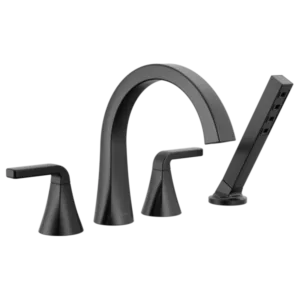 Delta Matte Black Lineax™ Deck-Mount with Diverter