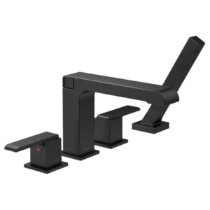 Delta Matte Black Ara® Deck-Mount with Diverter