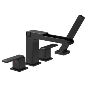 Delta Matte Black Ara® Deck-Mount with Diverter