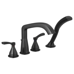Delta Matte Black Stryke® Deck-Mount with Diverter