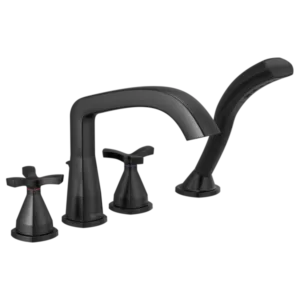 Delta Matte Black Stryke® Deck-Mount with Diverter