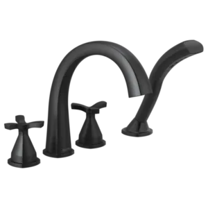 Delta Matte Black Stryke® Deck-Mount with Diverter