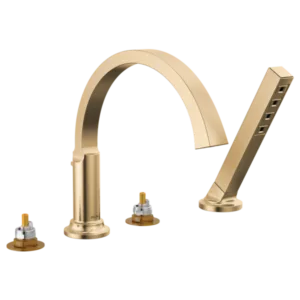 Delta  Champagne Bronze Tetra Deck-Mount with Diverter