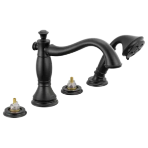 Delta Matte Black Cassidy® Deck-Mount with Diverter