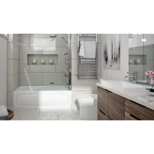 Juna 3266 IFS AFR Acrylic Alcove Right-Hand Drain Activ-Air Bathtub in White