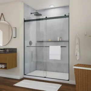 Barena 56-60 x 76 in. 8mm Bypass Shower Door for Alcove Installation with Clear Glass in Matte Black