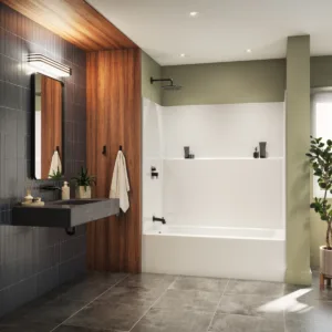 Galatea TS6032X AFR AcrylXAlcove Right Hand Drain One-Piece Tub Shower in White