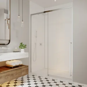 Kaveri 57 - 59 1/2 x 79 3/4 in. 8mm Sliding Shower Door for Alcove Installation with Clear Glass in Chrome