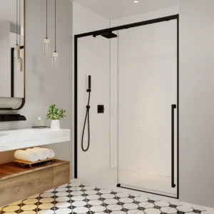 Kaveri 57 - 59 1/2 x 79 3/4 in. 8mm Sliding Shower Door for Alcove Installation with Clear Glass in Matte Black